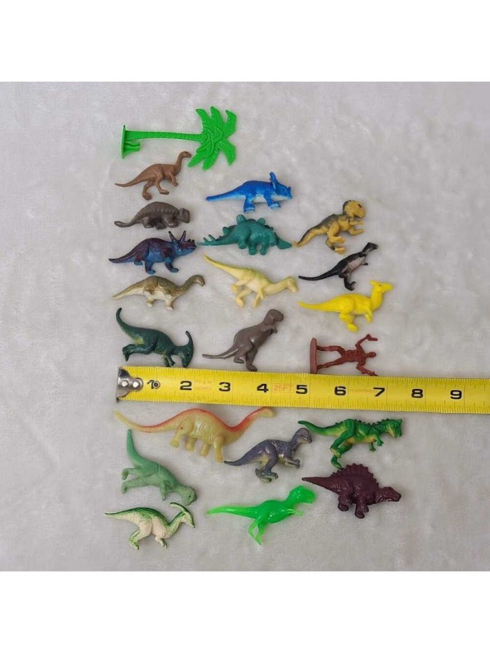 21 Pc Mini Dinosaur Figure Lot T Rex Triceratops Tree Soldier Toys - Picture 8 of 11